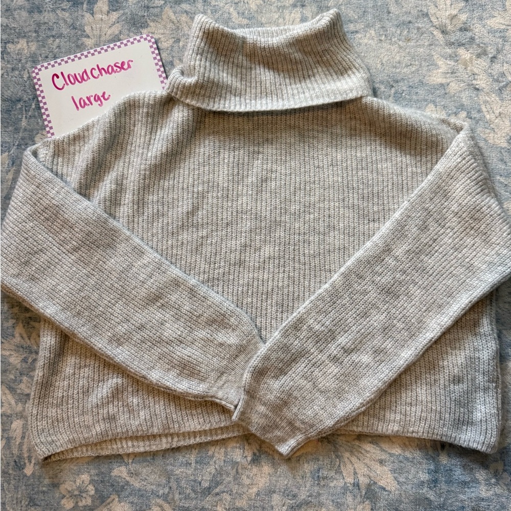 Cloud Chaser Women's Light Gray Cowl Neck Sweater